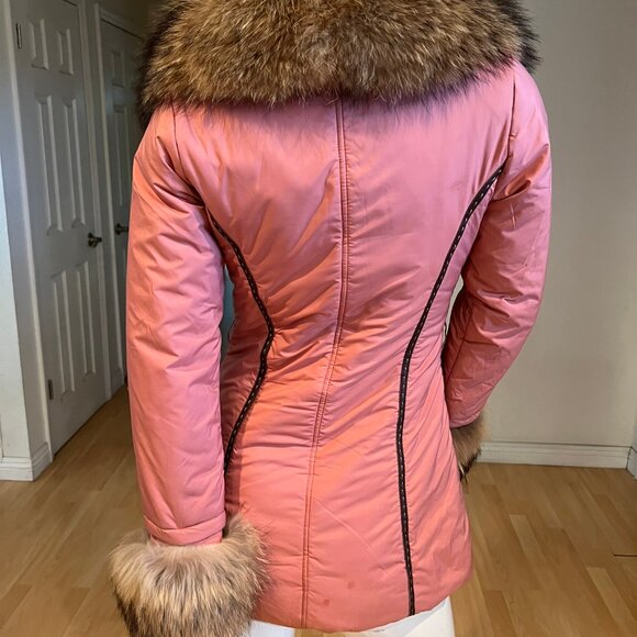 Y2K ROBERTA SCARPA RACCOON FUR TRIM FITTED JACKET SIZE 4 US - Picture 5 of 10